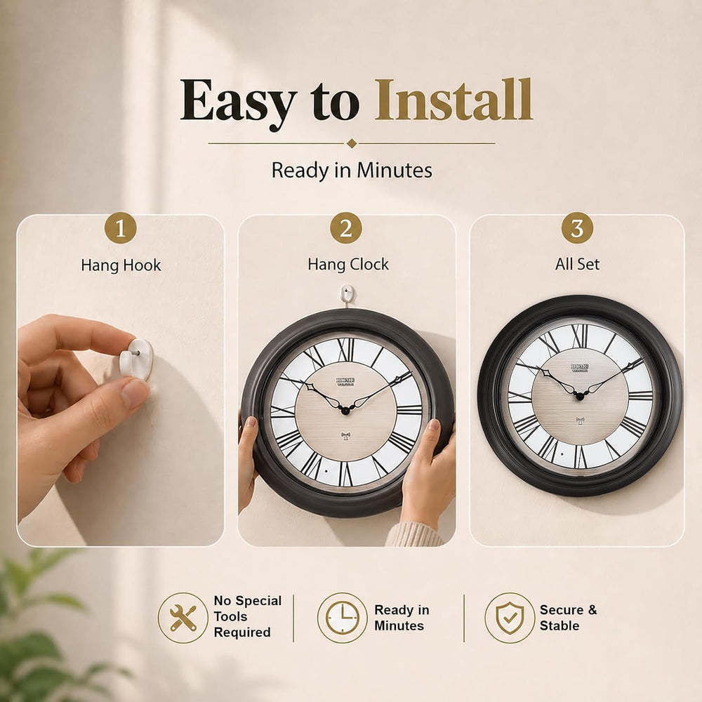 Pytha Sight 18 Inch Illuminated Atomic Roman Outdoor Wall Clocks Waterproof
