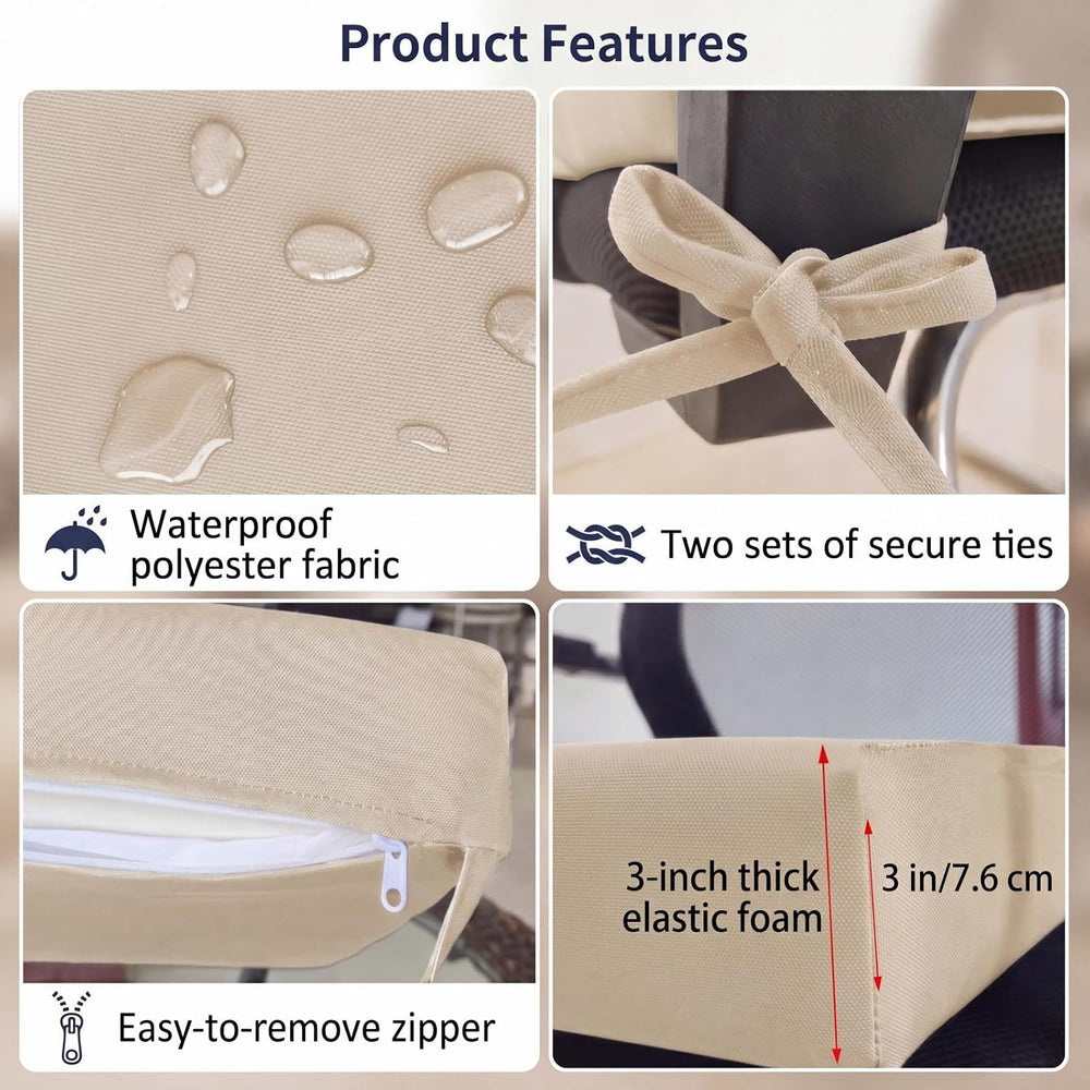 Patio Chair Cushions Set of 2 Sponge Filling Replacement Waterproof Patio Cus...