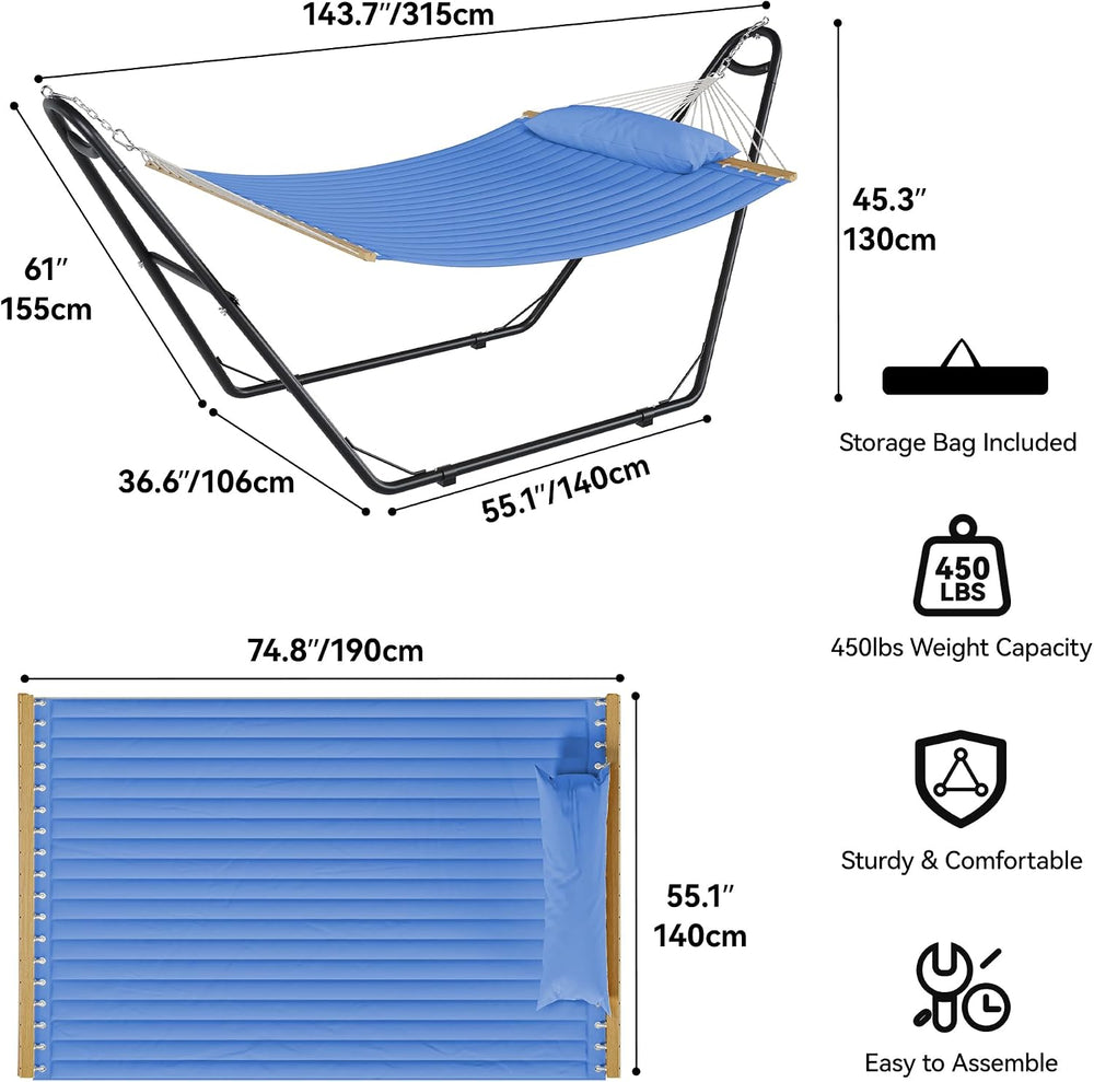 YITAHOME Hammock with Stand & Pillow Storage Bags, 450lbs Portable Hammock