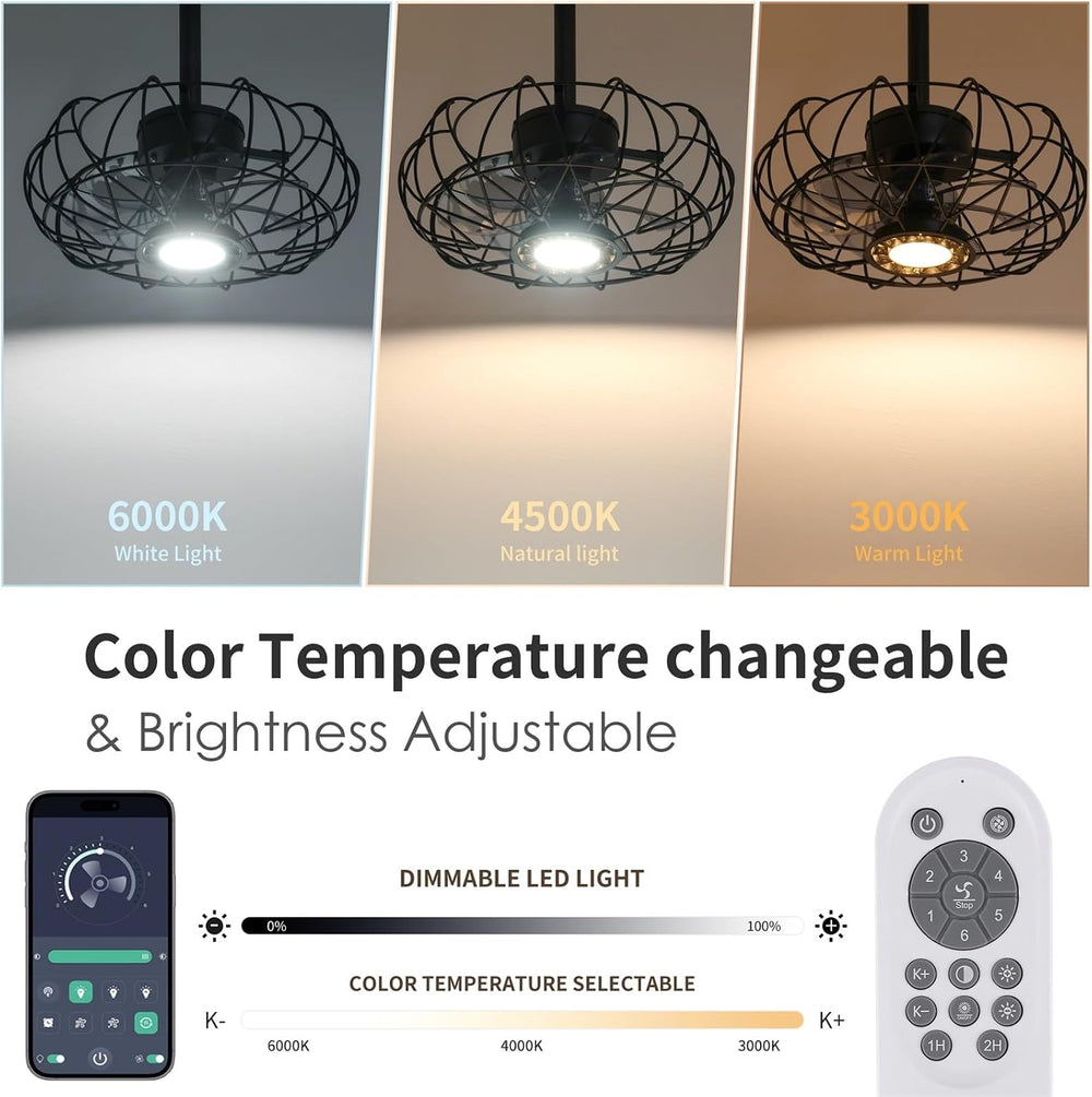 Outdoor Gazebo Fan with Hanging Hook, 15'' Waterproof Outdoor Ceiling...