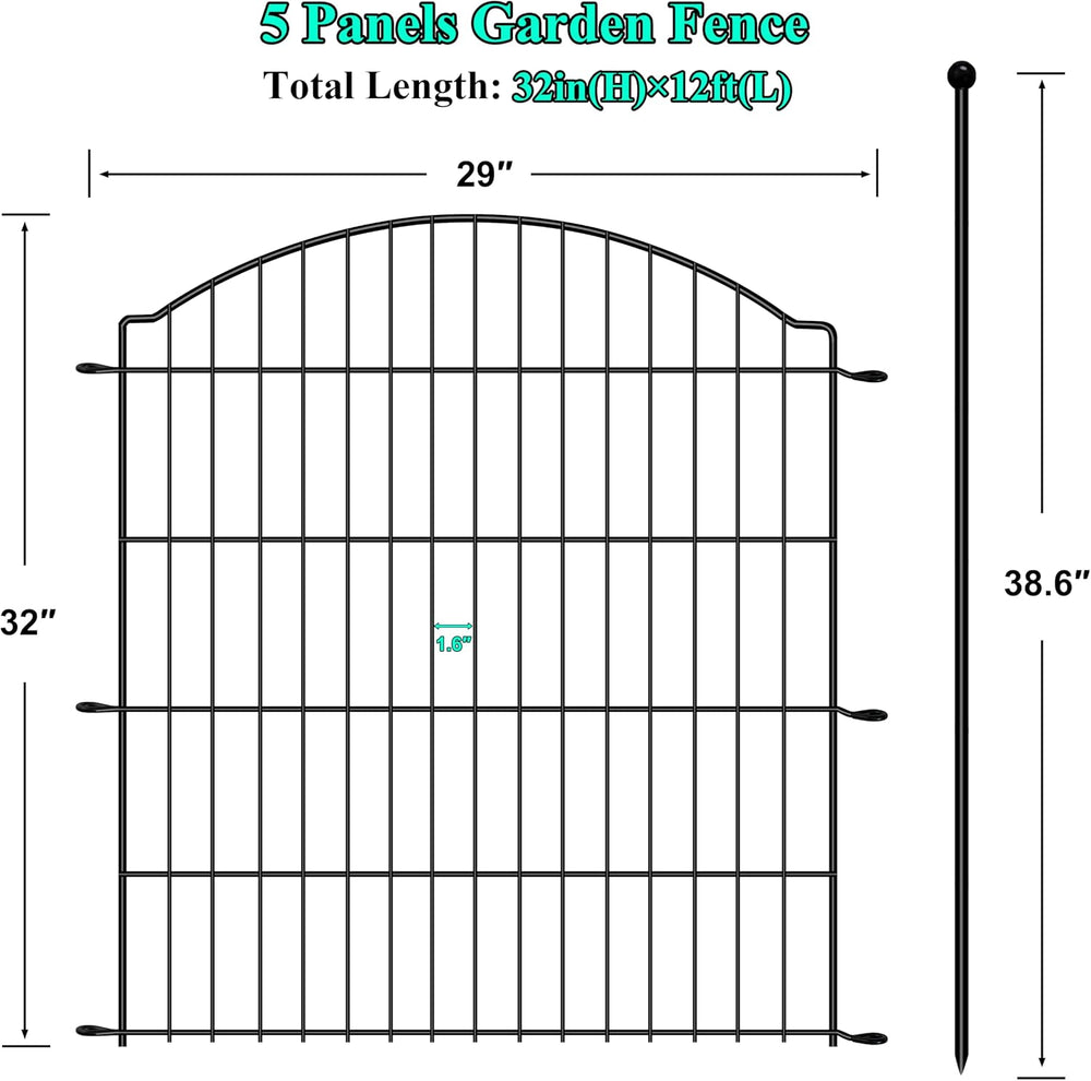 Decorative Garden Fences 32in x 12ft, 5 Pack Outdoor Fencing Animal Barrier D...
