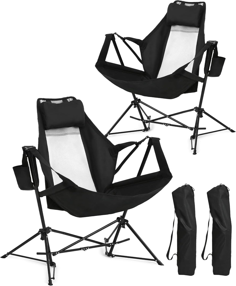HOMEFUN Hammock Chairs, Swinging Camping Chairs, Set of 2, Black