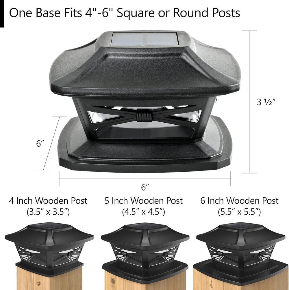 Davinci Flexfit Solar Outdoor Post Cap Lights, 4x4 5x5 6x6, Bright LED, 4PK