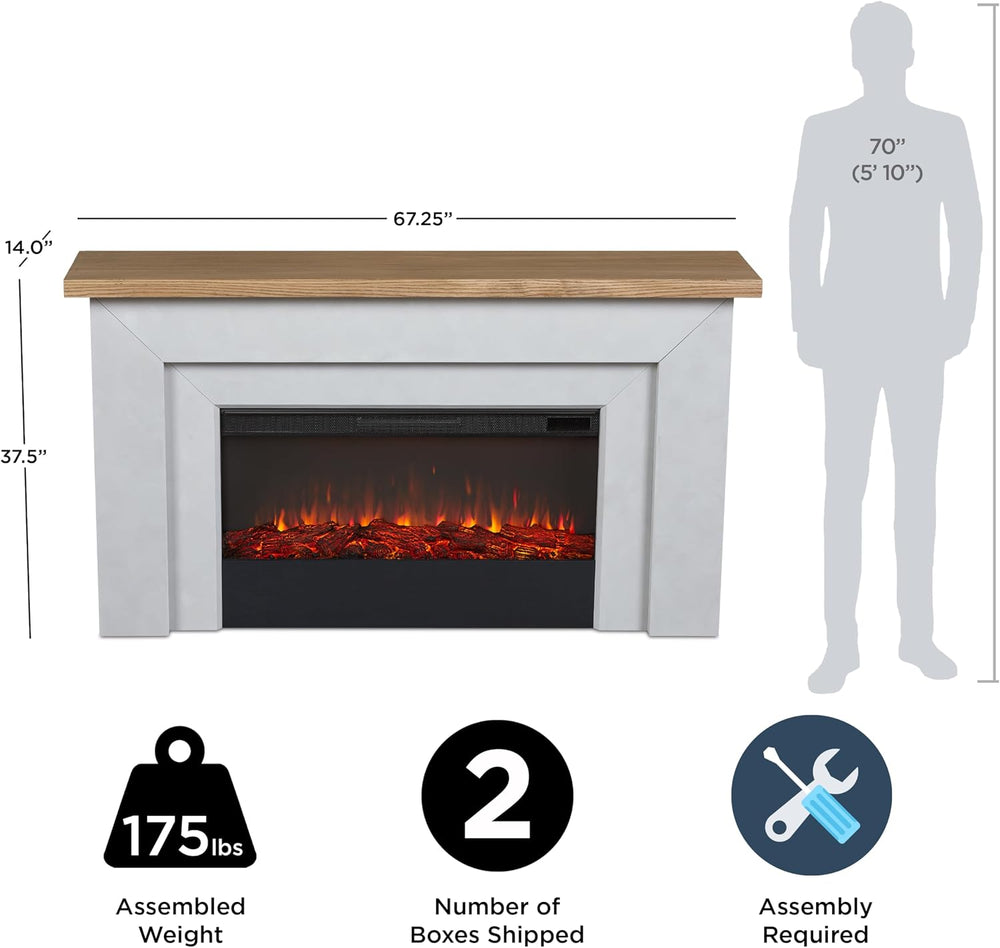 Real Flame Malie 68" Landscape Electric Fireplace with Mantel for Living...