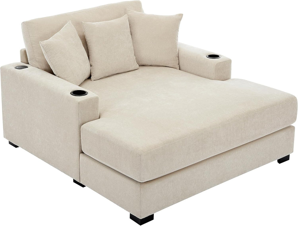 Modern 55" Indoor Oversized Chaise Lounger Cream/55