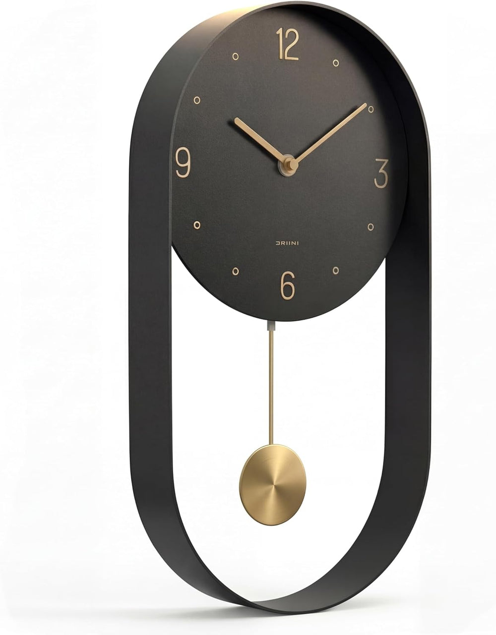 Driini Modern Pendulum Wall Clock – Small Vertical Design in Black and Gold