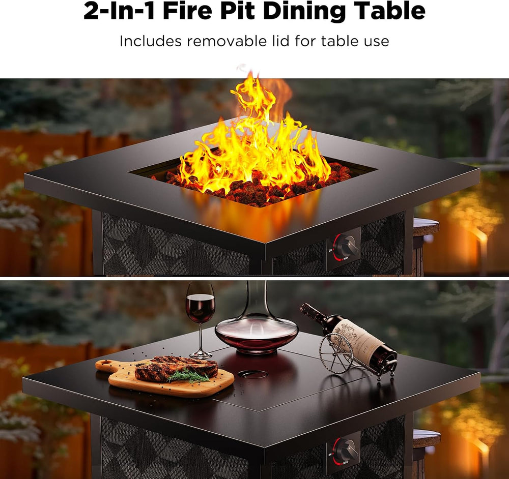 Ciays Propane Fire Pits 28″ Outdoor Gas Fire Pit, 50,000 BTU Square Fire Pit ...