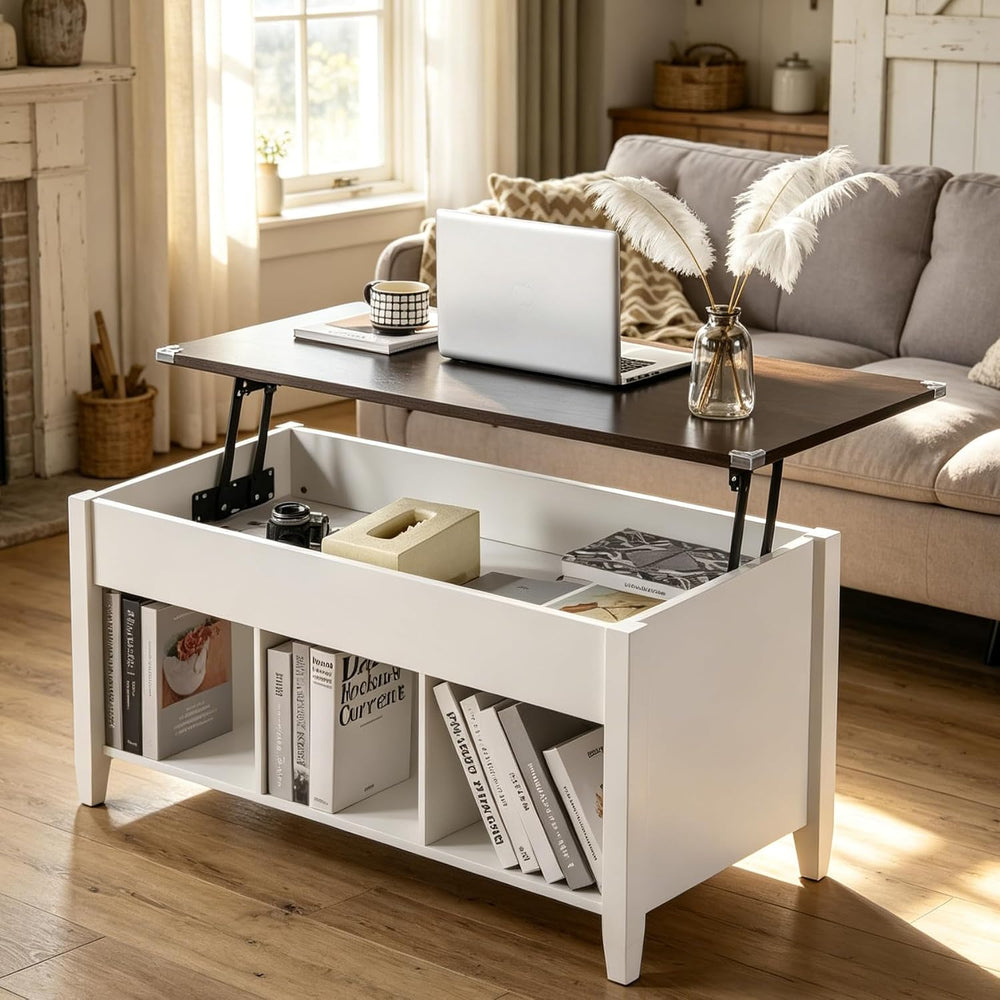 Bonnlo Lift Top Coffee Table, Wood Coffee Table with Lifting Tabletop, Hidden...