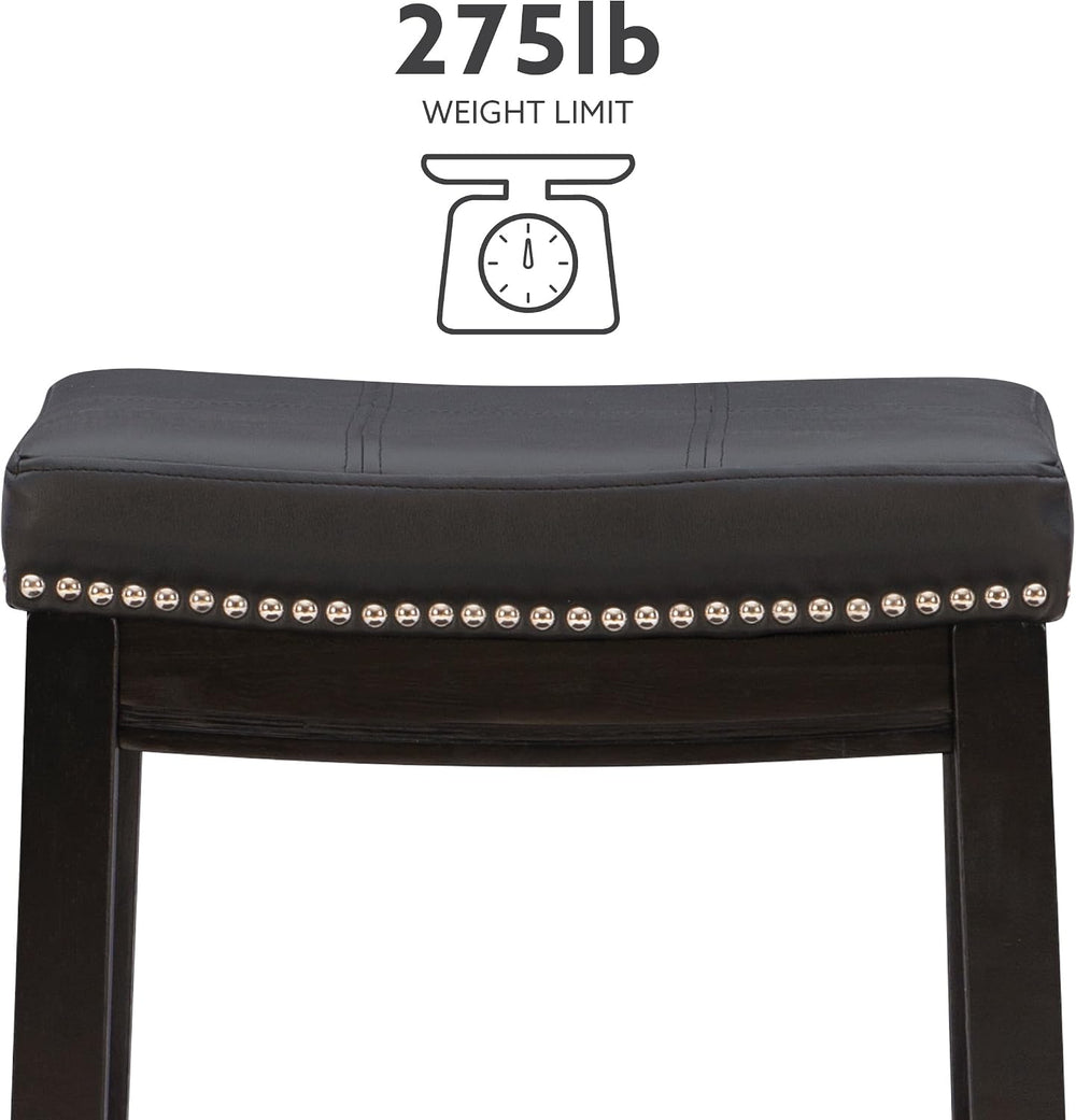 Linon Claridge Counter Stool, Black, 26" x 18" x 12.75"