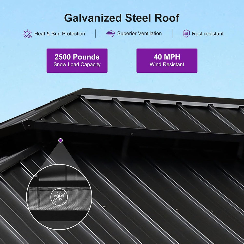 PURPLE LEAF Outdoor Gazebo 12' x 16' with Drainage System, Wood Grain...