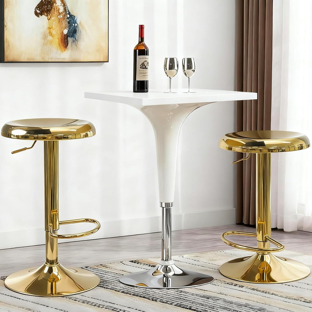 Adjustable Bar Stools Set of 2, Backless Swivel Round Counter & Bar Heigh...