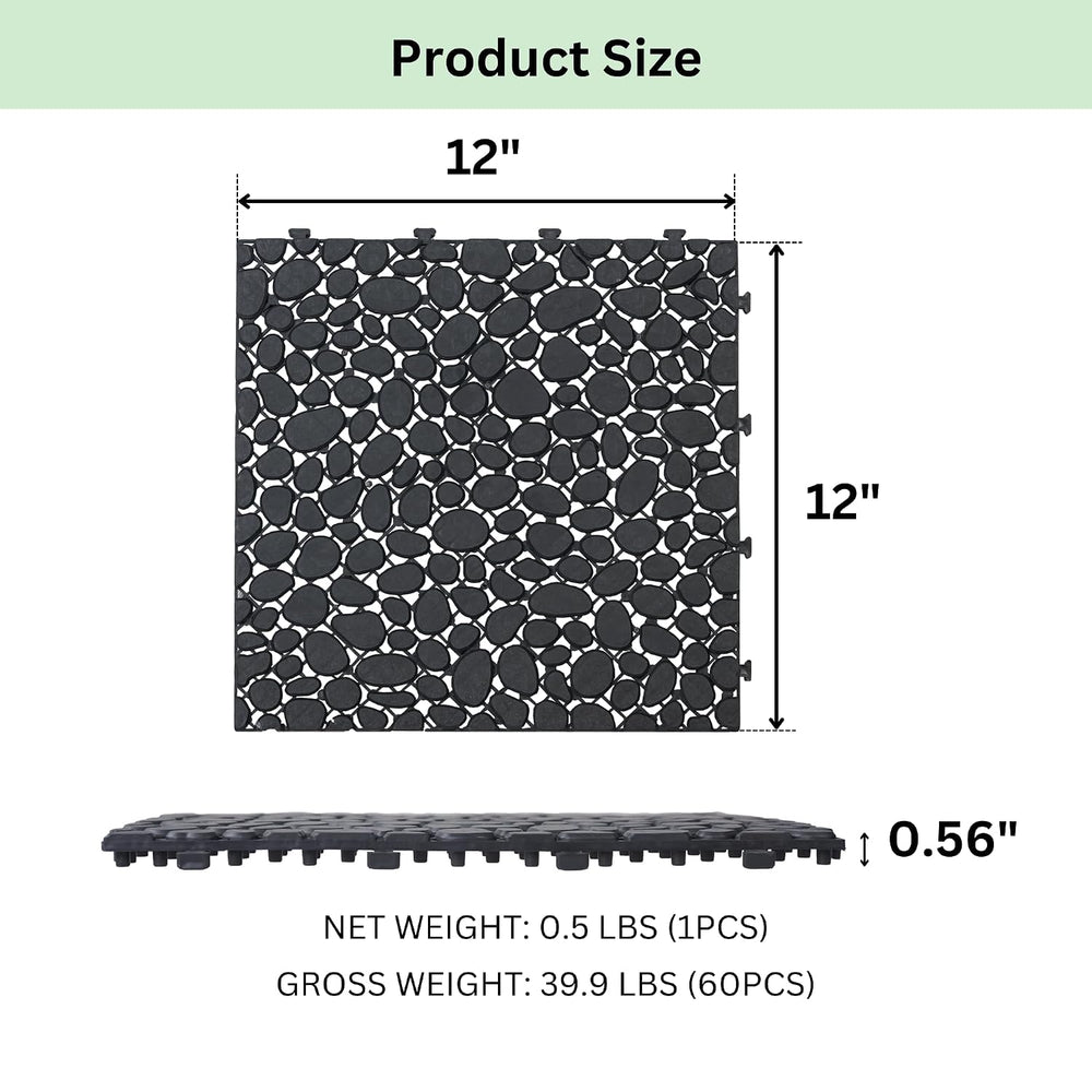 60 Pcs Interlocking Deck Tiles - 12" x 12" Waterproof Indoor Outdoo...