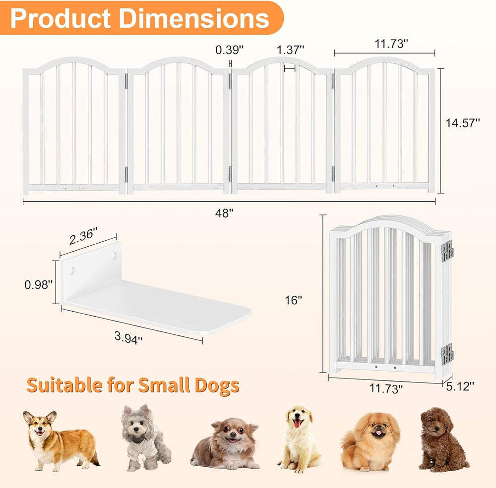 Snughome Short Dog Gate Indoor, 16" High Freestanding Small Dog Door Gat...