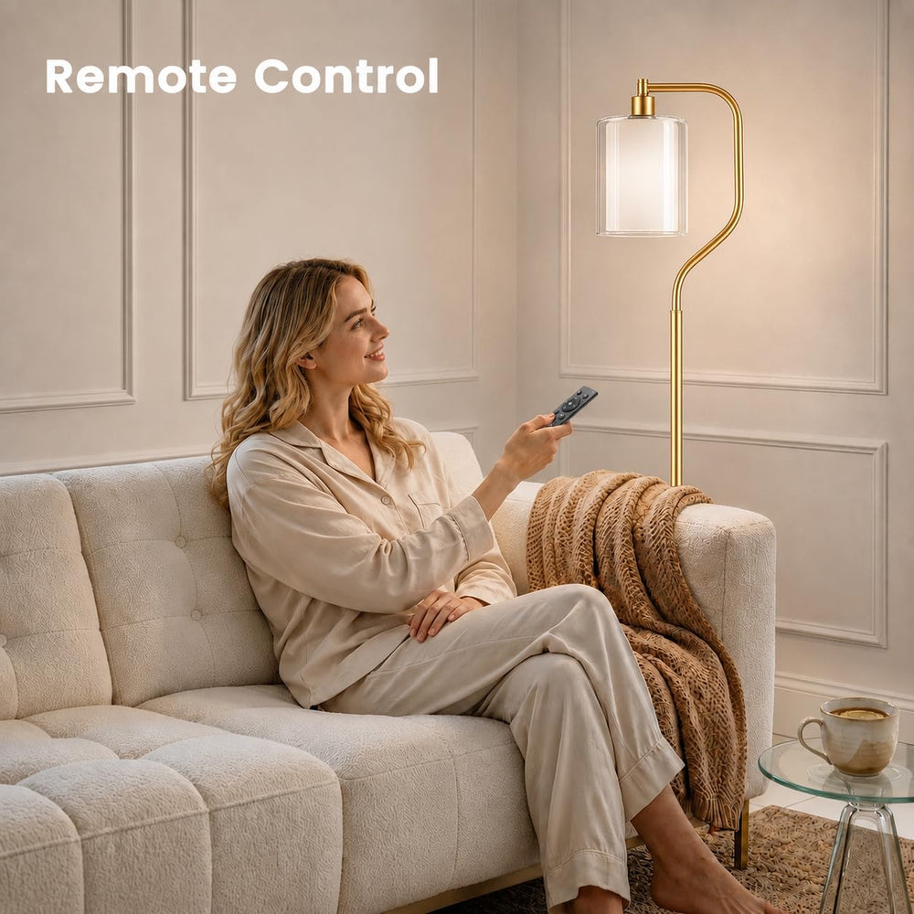 SIBRILLE Dimmable Gold Floor Lamp with Double Glass Shade