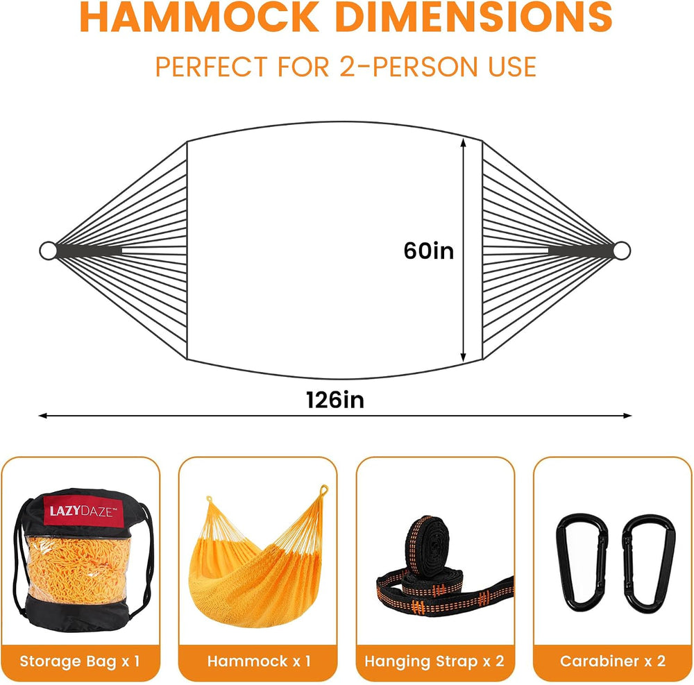 Lazy Daze XL Handwoven Mayan Hammock, 10.5FT Double Camping Hammocks