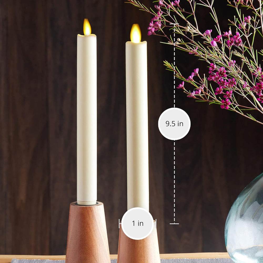 Luminara Flickering Flameless Ivory Taper Candles - Warm LED Light Flame - 2 ...