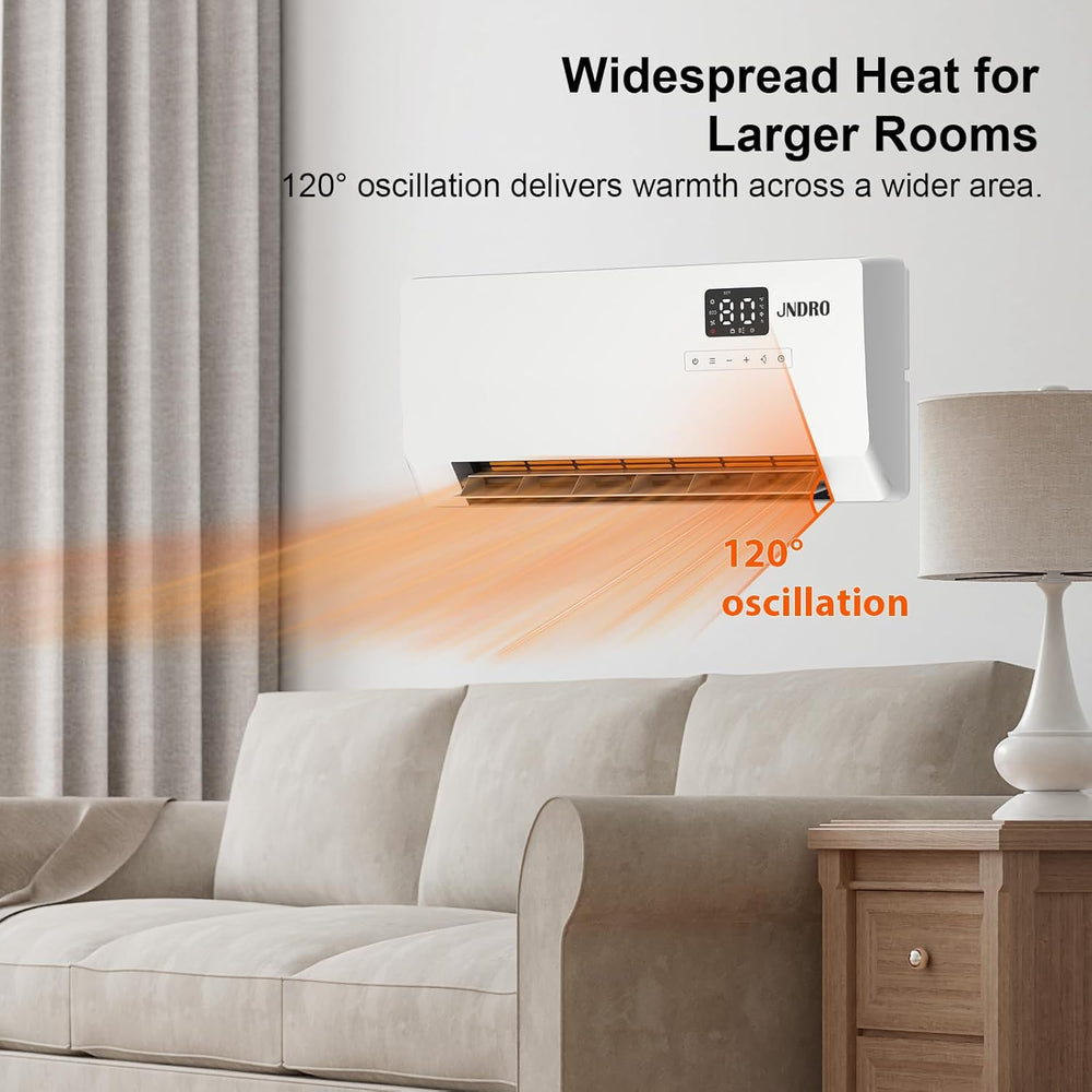 24-Inch Wall Mounted Electric Heater - 1500W Indoor Space Heater with LED Dis...