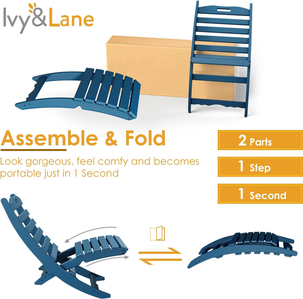 IVY&LANE Portable Xavier-Chairs Set of 2 | Folding-Adirondack-Chair | Wav...