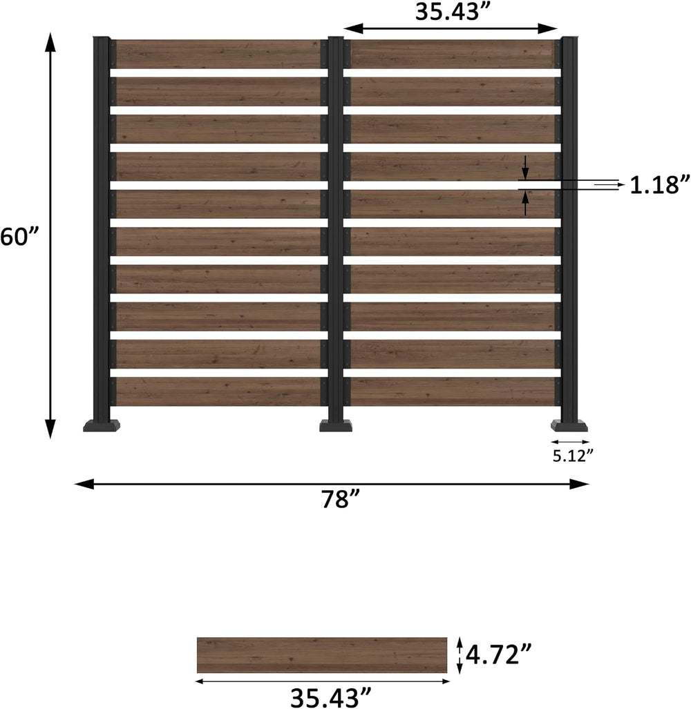 MUPATER 5FT× 6.5FT No-Dig Wood Privacy Screen, Outdoor Screen Panel for Hard ...