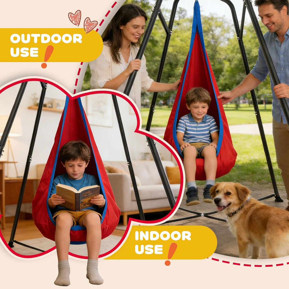 Sensory Swing Stand with Pod Swing, Metal Sensory Swing Set Frame for Indoor ...