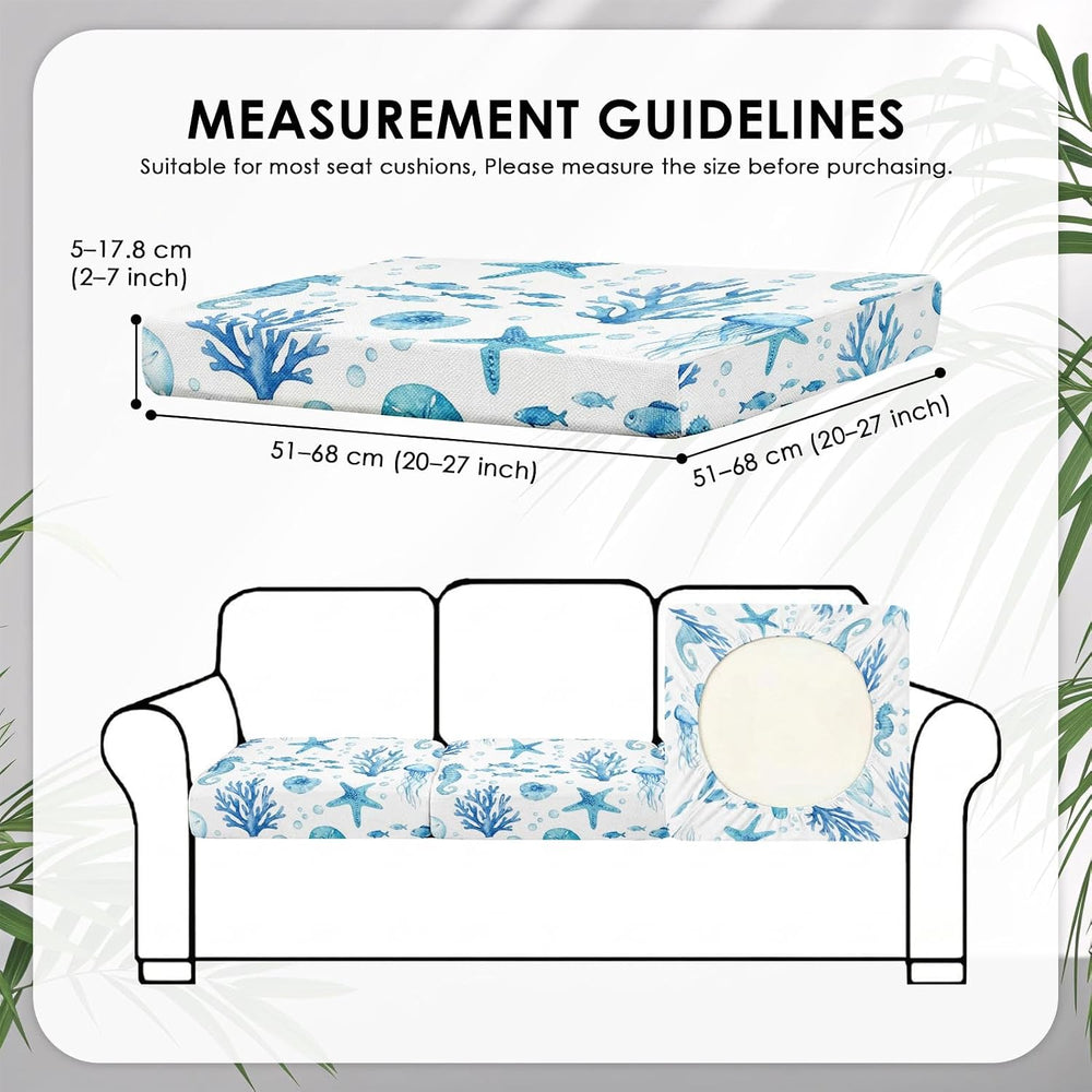 Patio Cushion Covers, 8 Pcs, Stretch, Outdoor, Coastal Marine