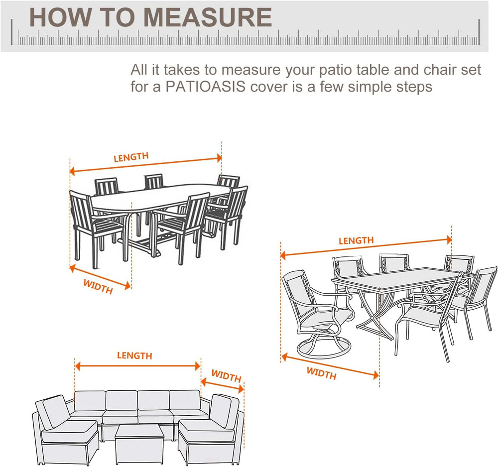 Patio Rectangular Table and Chair Set Cover 109''L Waterproof Outdoor...