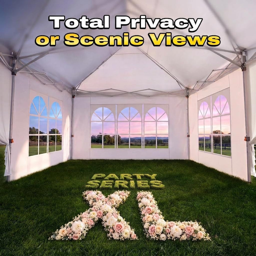 10x20 Pop Up Canopy Tent with 6 Cathedral Sidewalls, Outdoor Party Tent
