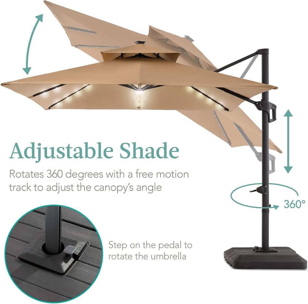 Best Choice Products 10x10ft Cantilever Patio Umbrella w/Base Included, Solar...