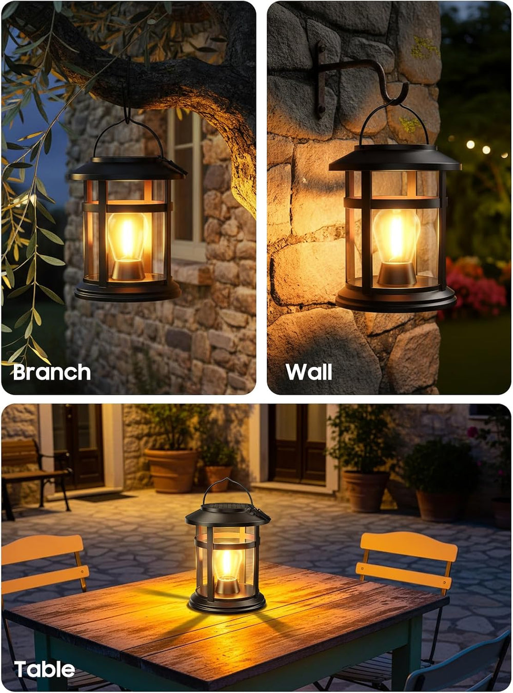 Solar Lantern Outdoor Waterproof, 4 Pack Bright Hanging Solar Lights for Outs...