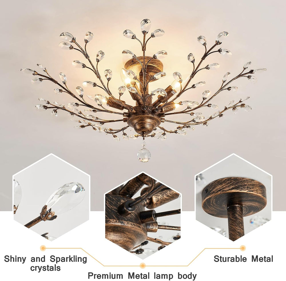 CVKASH 5 - Light Vintage Crystal Chandelier Modern Bronze Branche Ceiling Lig...