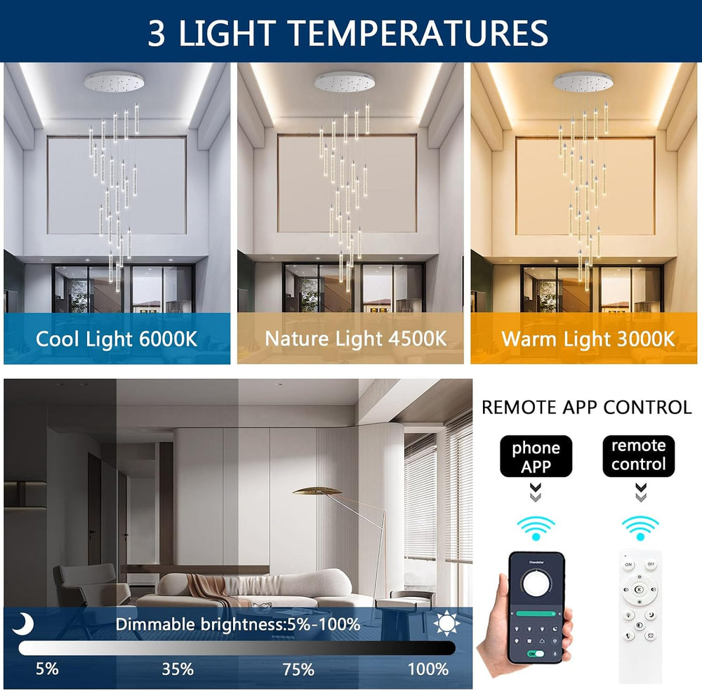 20-Lights Chandelier LED Dimmable Chandeliers for Entryway Flush Mount Ceilin...