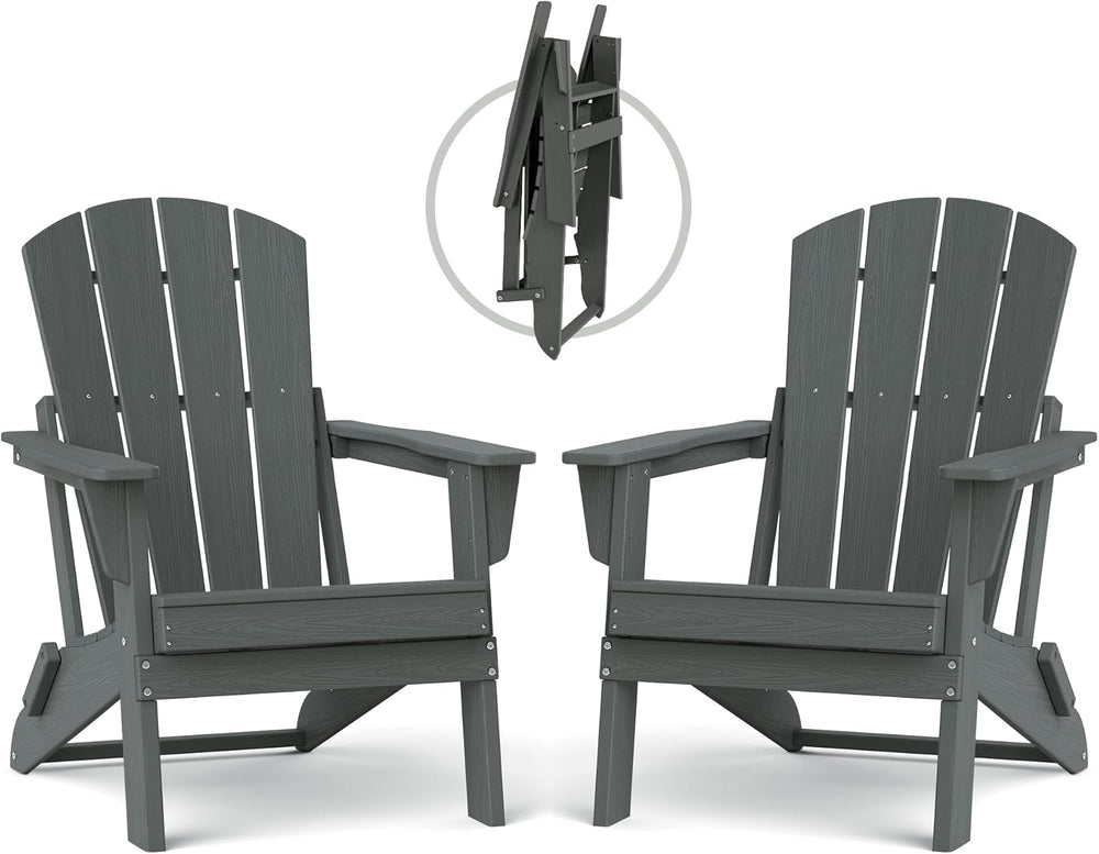 Adirondack Chair Set of 2, HDPE Outdoor Chair, Grey