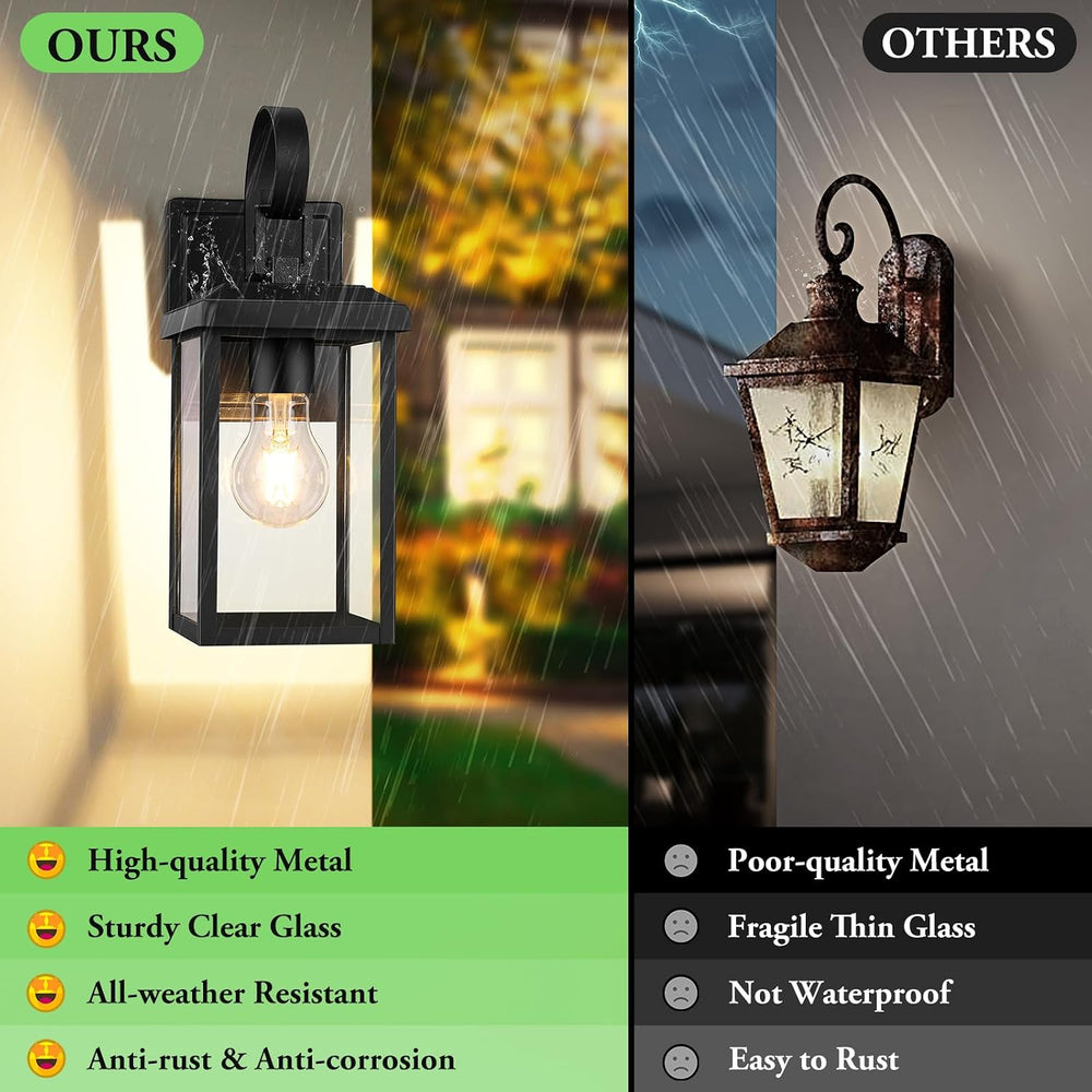 BesLowe 2-Pack Outdoor Wall Light Fixtures, Modern Porch Sconces, Black