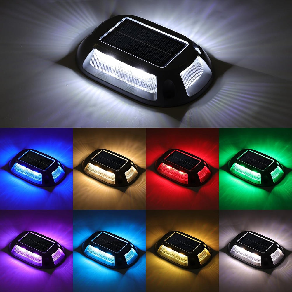 VOLISUN Solar Driveway Lights Dock Deck Lights 4 Pack,9 Colors in 1 Led IP67 ...