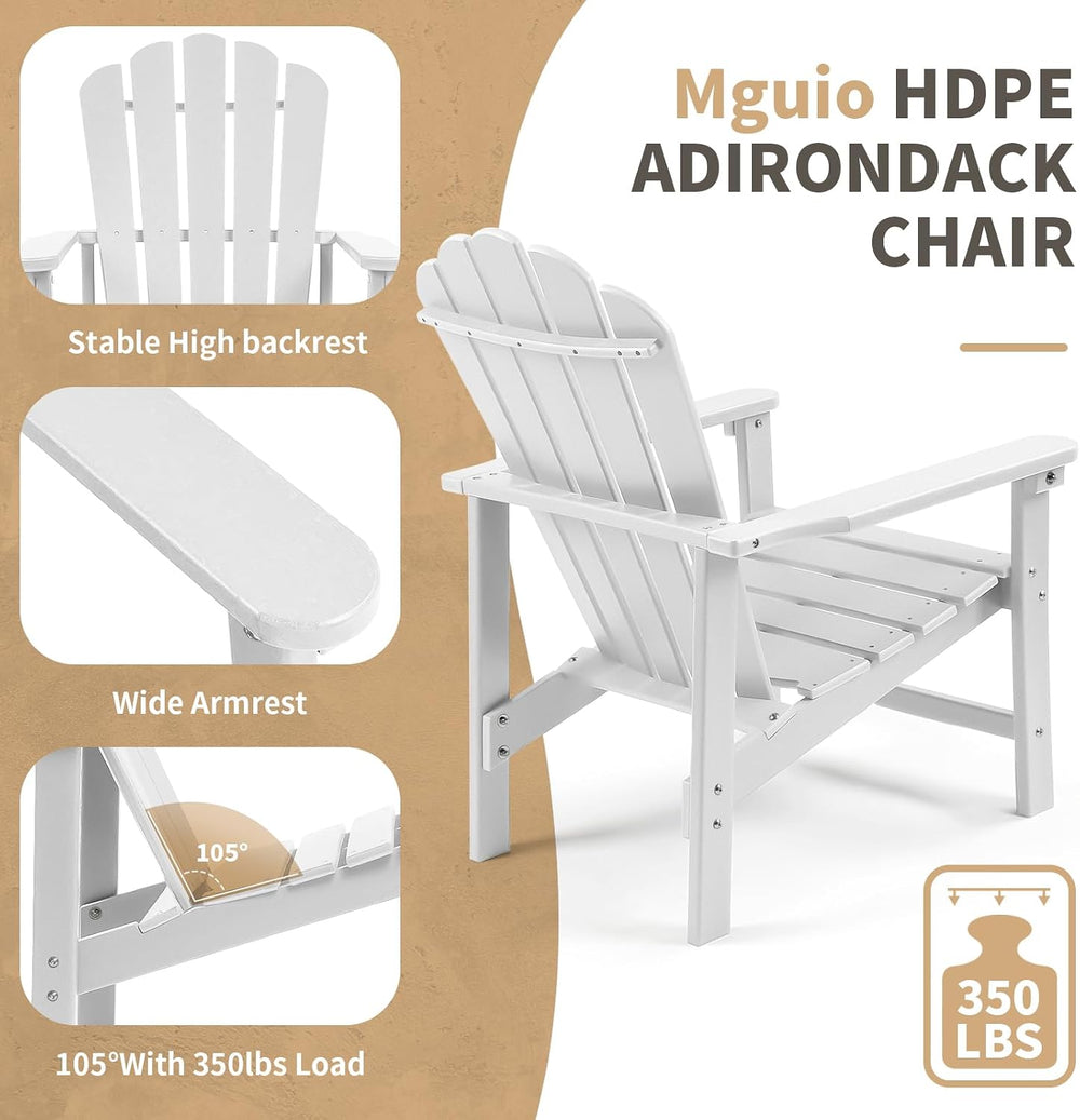 Oversized Stackable Adirondack Chair, HDPE All-Weather Fire Pit Chair