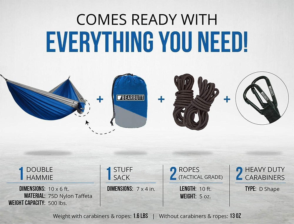 Bear Butt Camping Hammock - Hammock - Camping Gear - 2 Person Hammock - Backp...