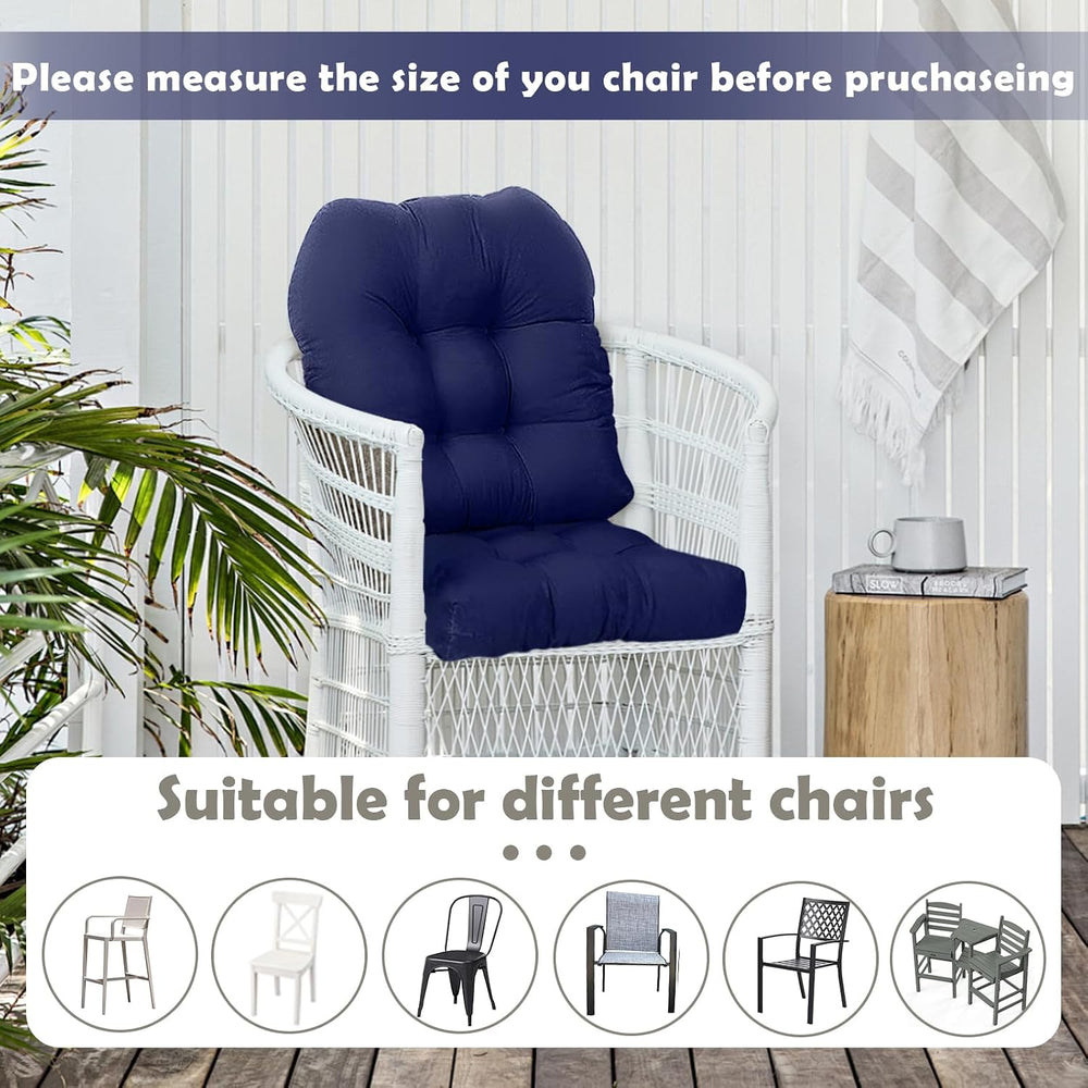Waterproof Outdoor Chair Cushion Set of 2 Black Outdoor Wicker Patio Seat Pad...