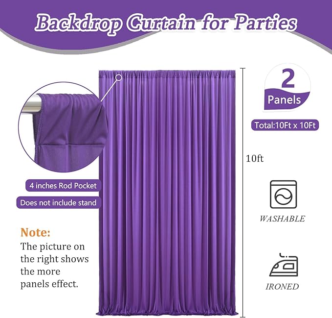 10 x 7 Feet Purple Backdrop Curtain for Partie, Background Curtains for Photo...