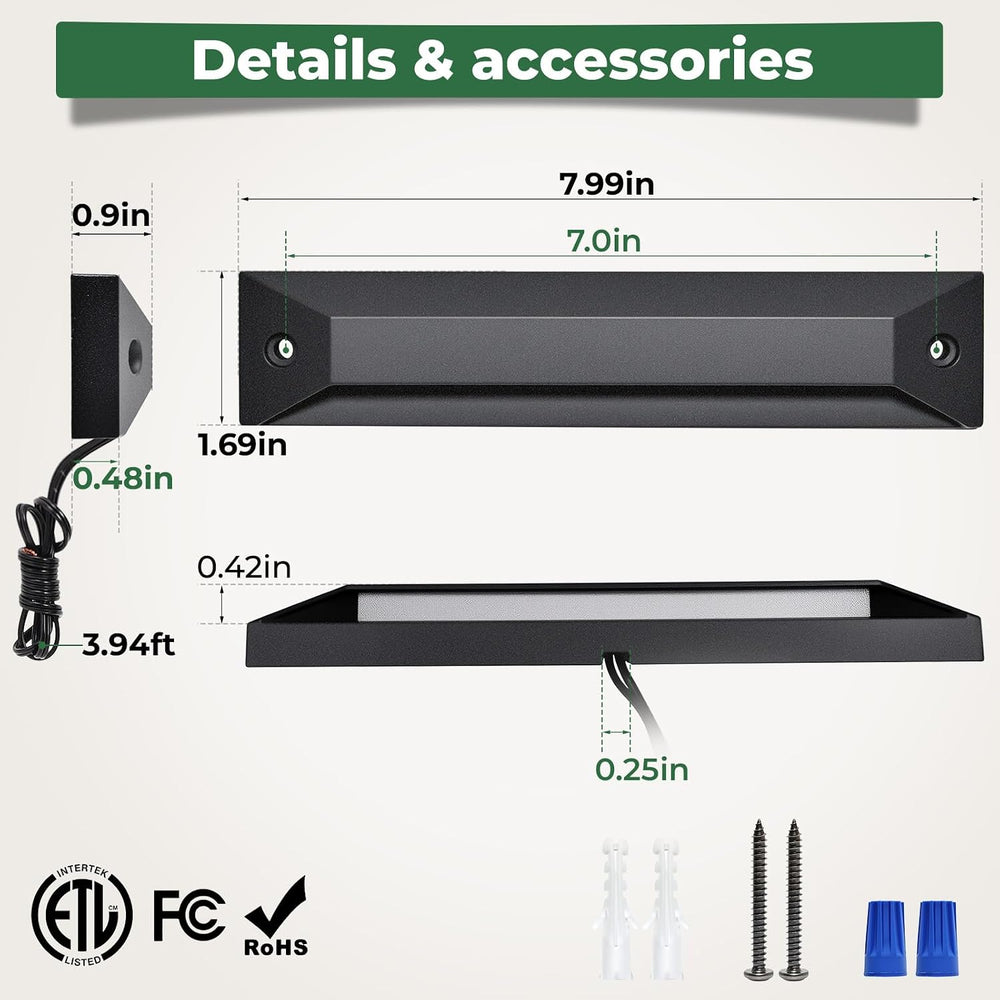 Gardencoin 8 Inch Low Voltage LED Step Lights, 5W 2700K Warm White, 12V-24V A...