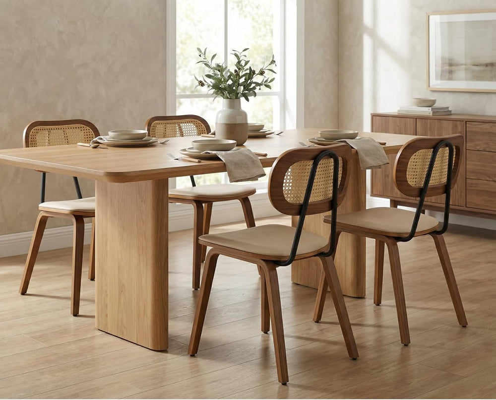 HEAH-YO Modern Dining Chairs Set of 2, Upholstered Faux Leather Dining Room C...