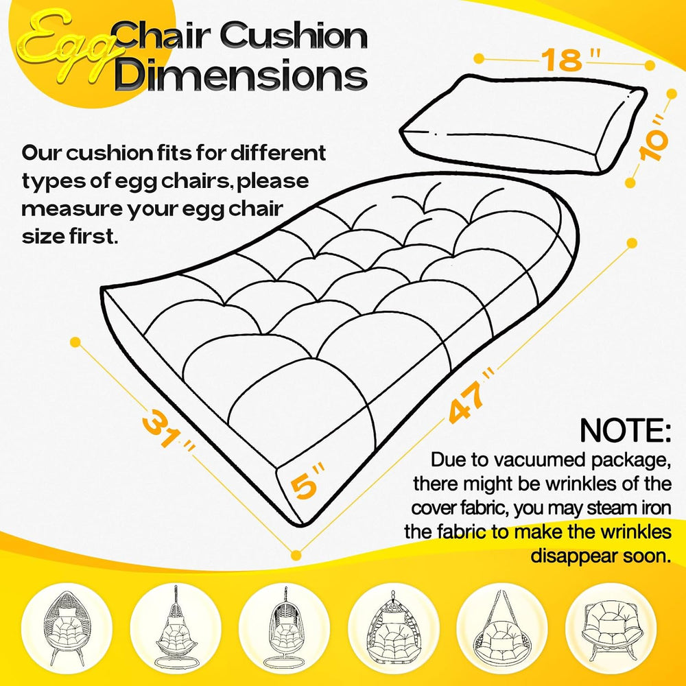 MAGIC ELEPHANT Egg Chair Cushion, Memory Foam Hanging Egg Chair Cushion Repla...