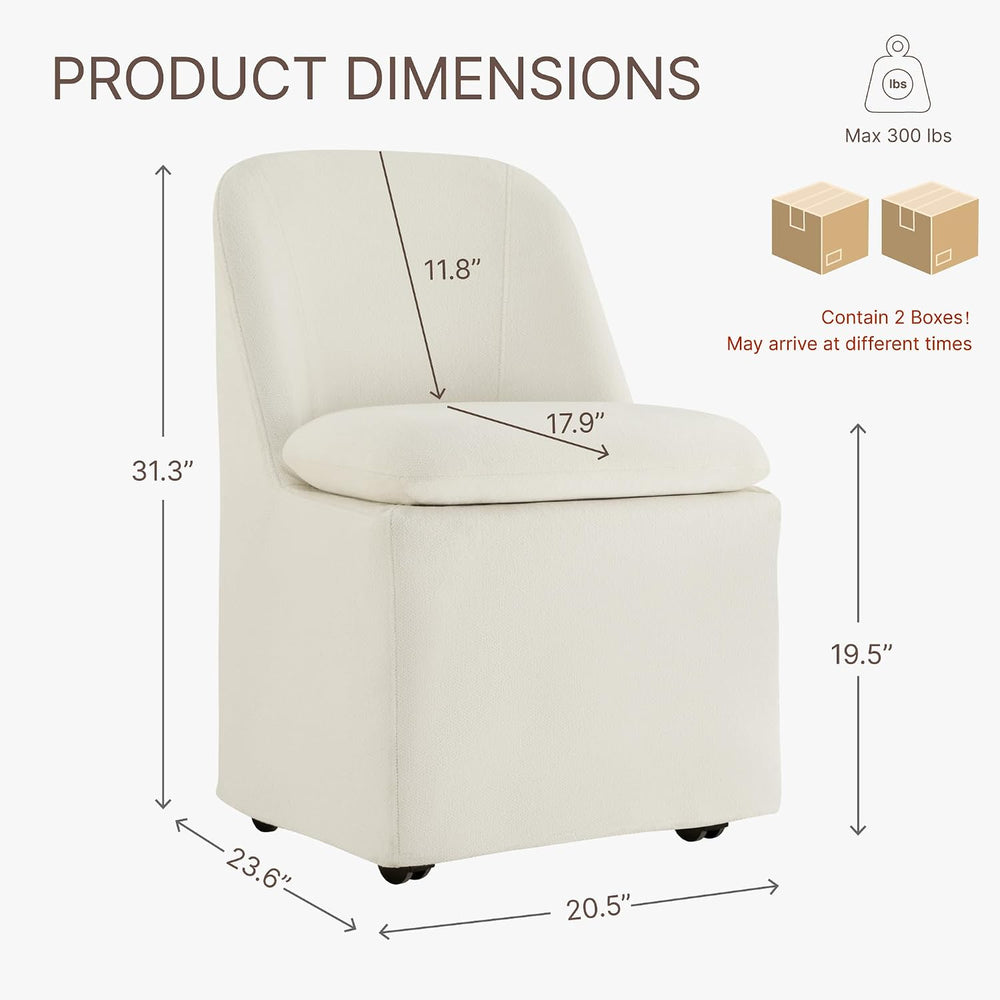 KISLOT Upholstered Dining Chairs with Casters, Washable Cover Modern Dining R...