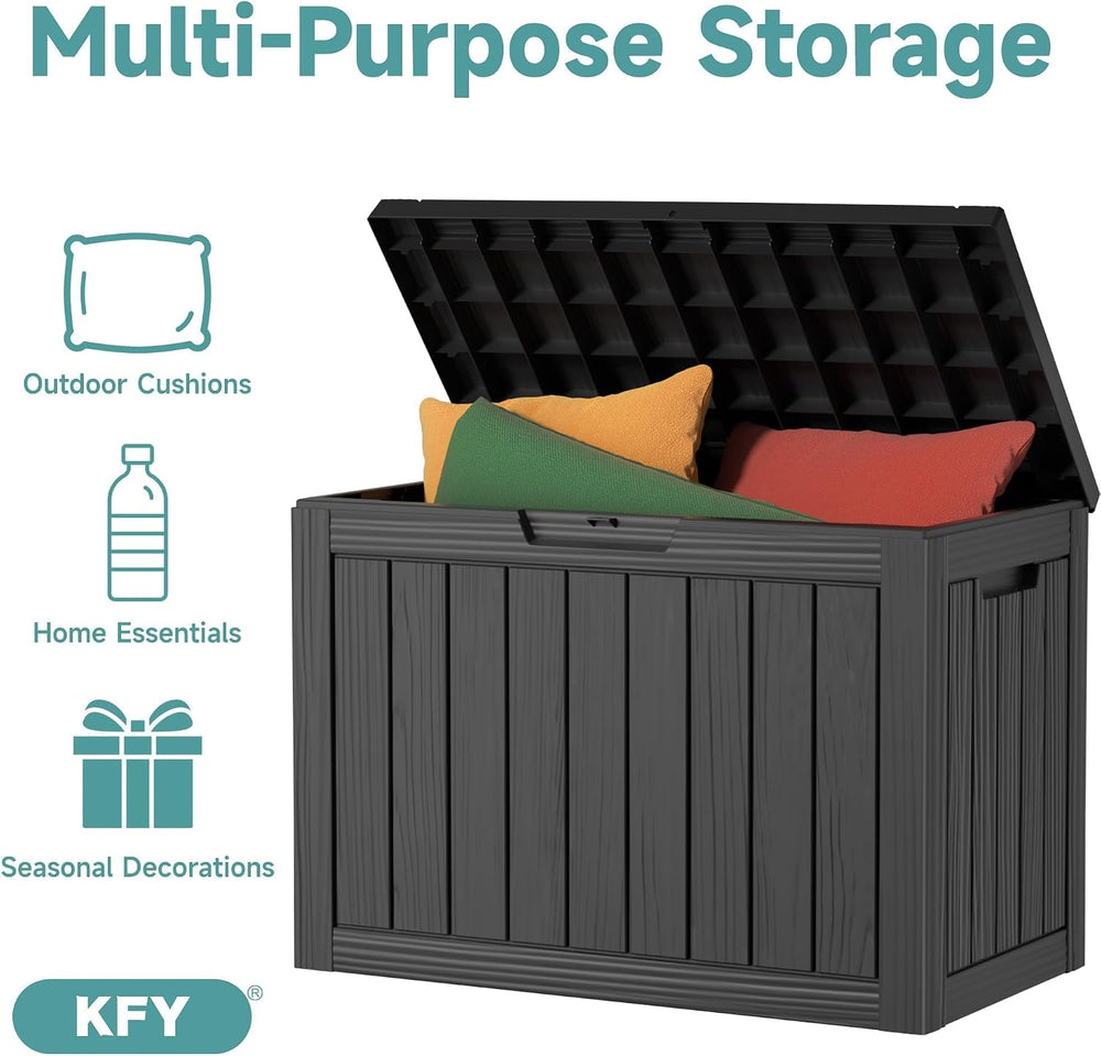 60 Gallon Outdoor Waterproof Storage Box, UV Resistant Resin Deck Box with Bu...
