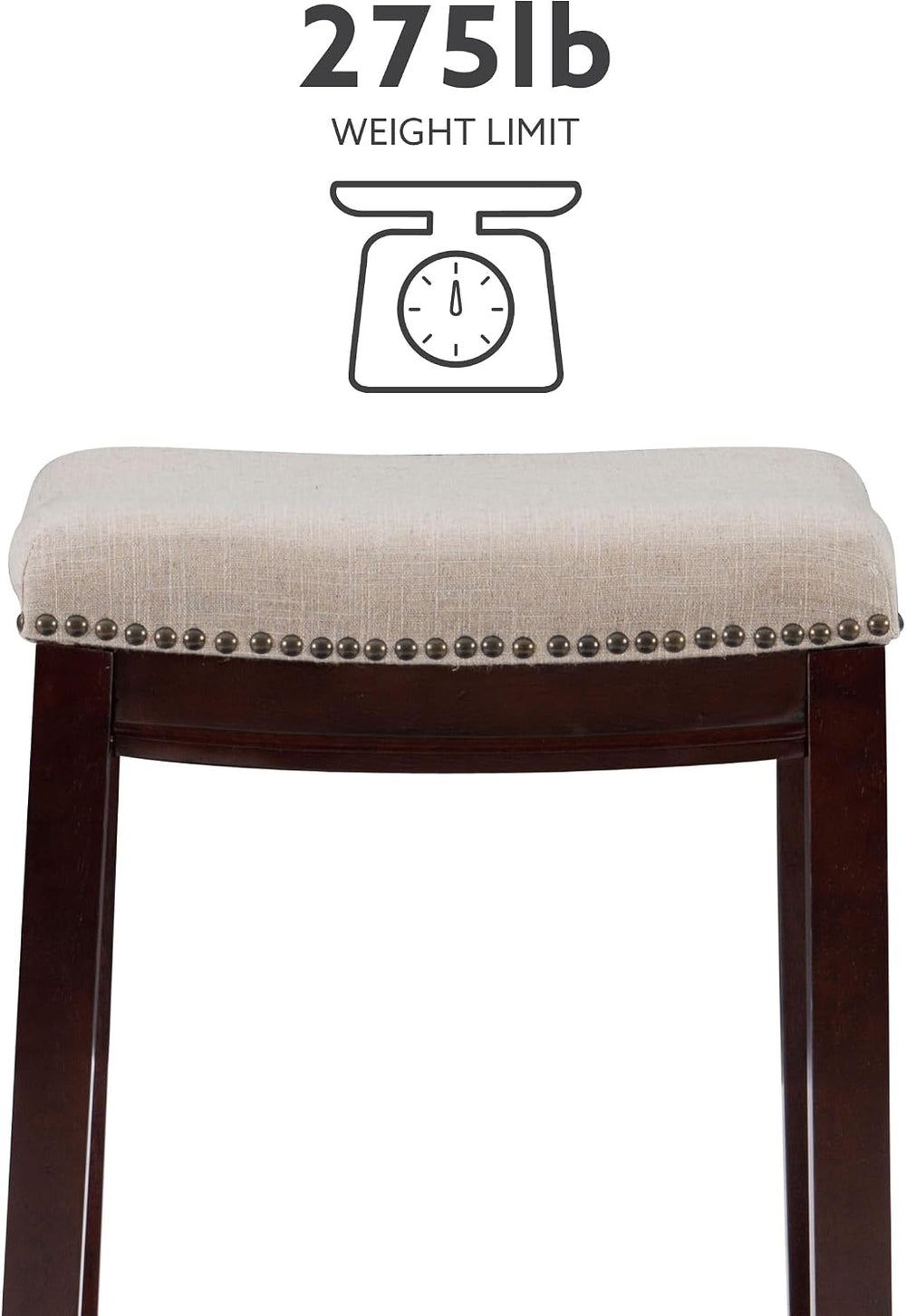 Linon Harper Beige & Dark Walnut 24" Counter Stool, Beige/Dark Walnu...