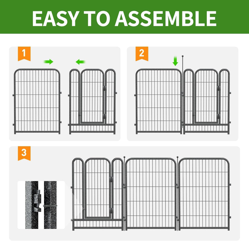 Decorative Garden Fence 36ft (L)×32in (H) with 14 Panels 2 Gate Outdoor, No D...