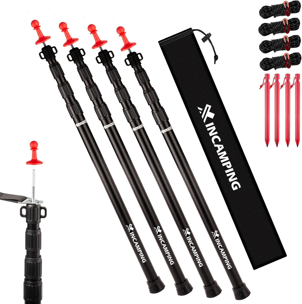 Adjustable Heavy Duty Tarp Poles 7.6FT,XINCAMPING Aluminum Tent Poles with Pr...