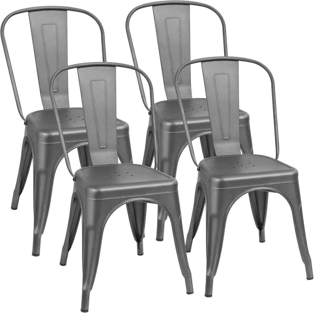 Furmax Metal Dining Chair Indoor-Outdoor Use Stackable Classic Trattoria Chai...