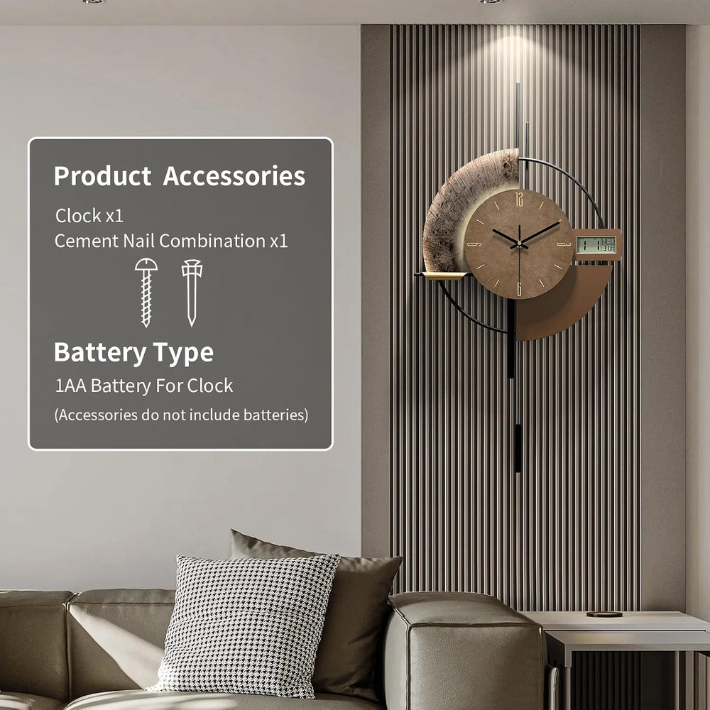 Large Wall Clocks Decorative with Temperature Display℃, Silent Unique Wall Cl...