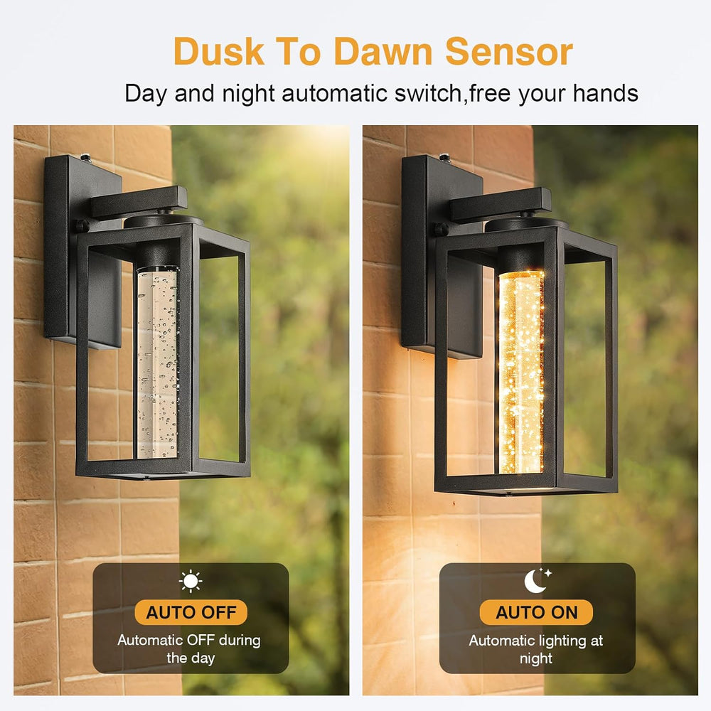 VIANIS Black Outdoor Wall Sconce, Dusk Dawn Exterior Lighting Wall Mount