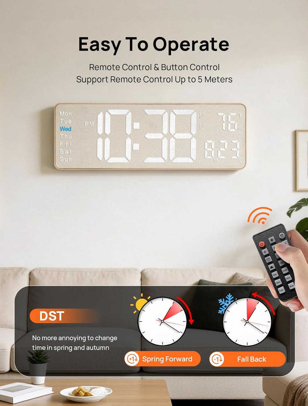 MASHI 2026 Upgrade Digital Wall Clock, 16" Large Display Digital Clock w...